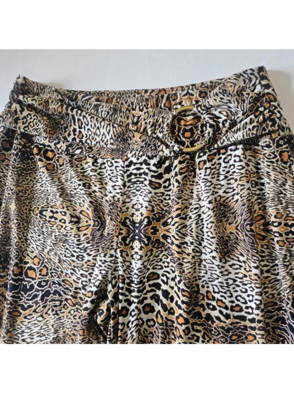 Robert Louis Bold Animal Print Wide Leg Pants Womens M Leopard Cheetah Palazzo - Picture 7 of 10